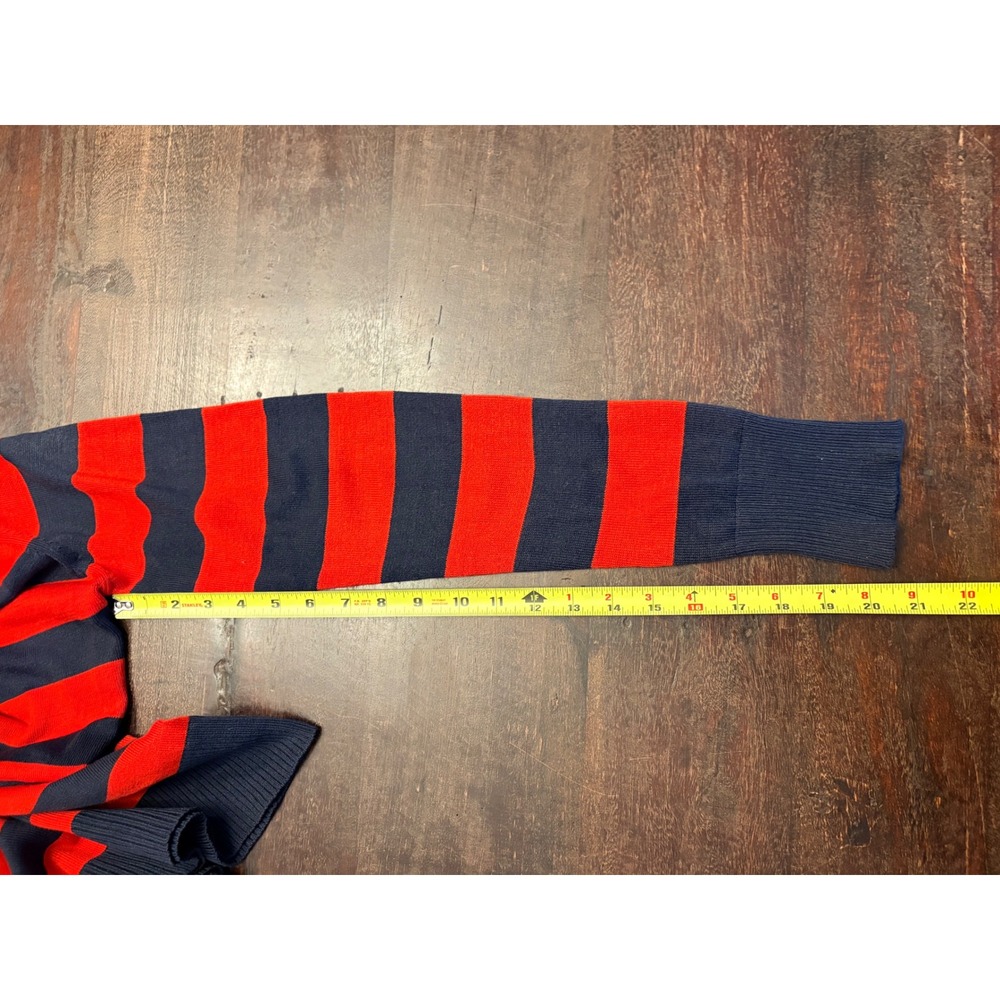 French Connection Red Navy Striped Fisherman Nautical Long Sleeve Sweater L - Picture 8 of 11